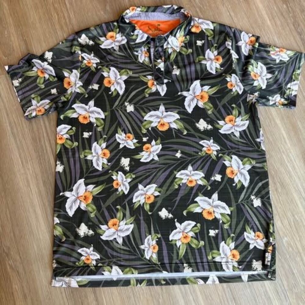Oahu Golf Floral Polo Shirt Size XL